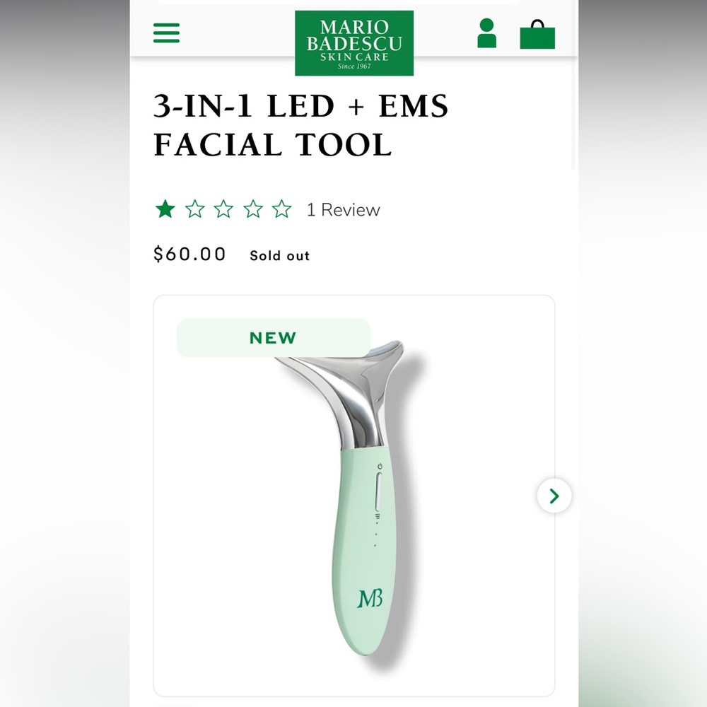 Mario Badescu 3-in-1 LED + EMS Facial Tool - Mint and Silver